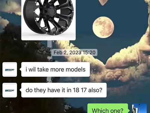 1- Talk to our sales designer team to confirm the wheel parameter details.